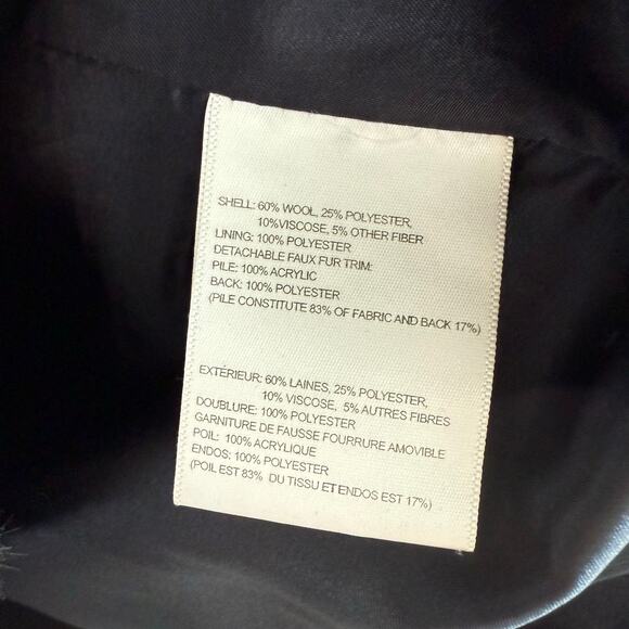 Wool Blend Parka Faux Fur Hood Navy Winter Coat Laundry by Shelli Segal Women 10 - Picture 9 of 11